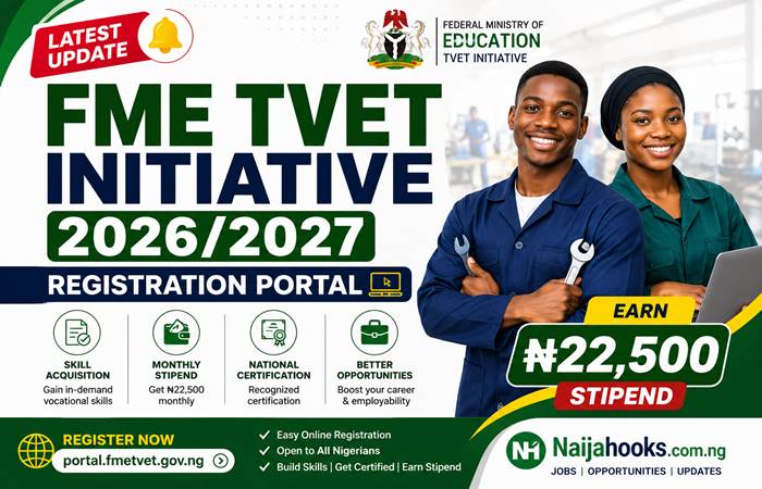 FME TVET Initiative 2026/2027 – Registration Portal Now Open (₦22,500 Monthly Stipend)